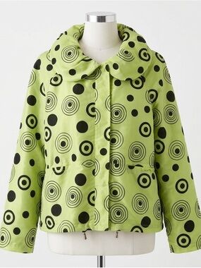 Ubu Rain Jacket Kiwi Black Dot Lightweight Round Collar Water Repellent Size S